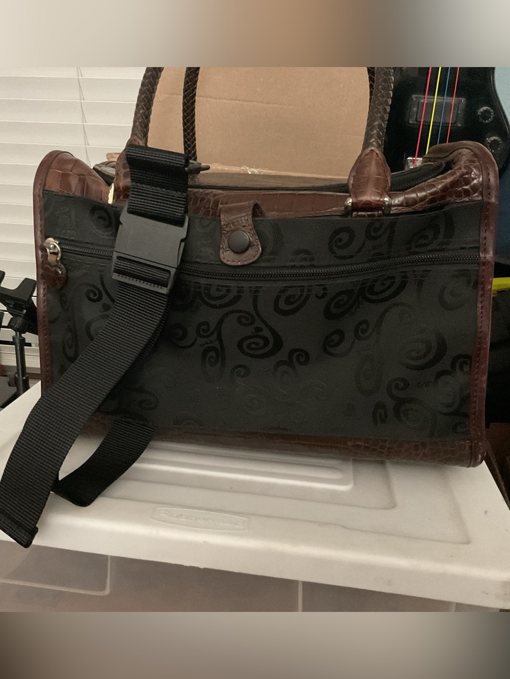 RARE Brighton Croc Embossed Travel Vanity Train Case Weekender COMPLETE - Picture 16 of 16